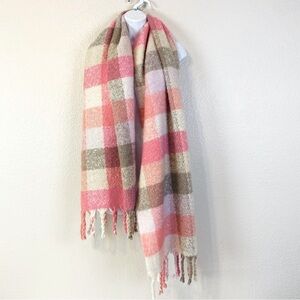 GAP Pink Plaid Blanket Scarf 70” x 27”